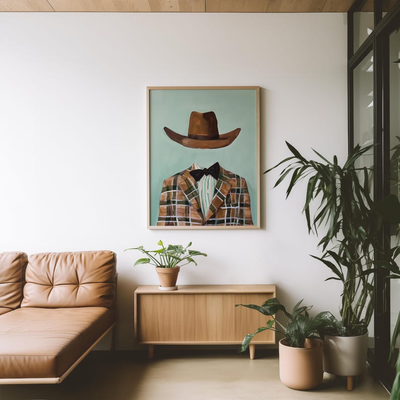 Hand Drawn Cowboy Painting Western Wall Art Wild West Poster Retro Cowboy Poster Vintage Cowboy Print Wild West Home Decor Printable Poster image 6