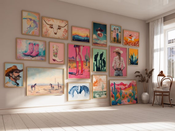 Set Of 160 Western Posters Cowgirl Prints Cowboy Wall Art Western Gallery Wild West Print Western Paintings Girly Posters Cowgirl Wall Art