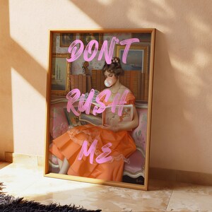 Vintage Altered Art Don't Rush Me Print Bubble Gum Poster Girly Wall Art Trendy Poster Aesthetic Painting Altered Art Printable Download image 2