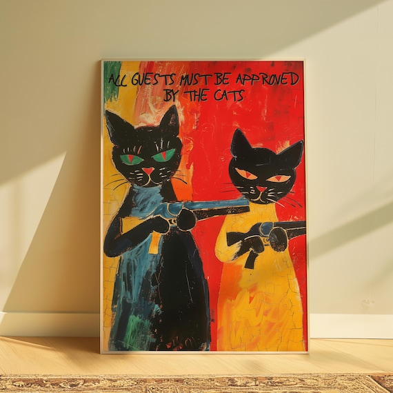 Funny Cat Print Wall Art Cat Owner Gift For Cat Lovers Welcome Poster Cat Painting Original Pet Wall Art Animal Printable Painting Digital
