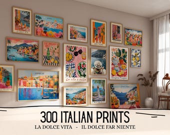 Set Of 300 Italian Travel Posters Wall Art Italy Paintings Travel Printable Art City Landscape Art Italian Quote Poster Cityscape Wall Art