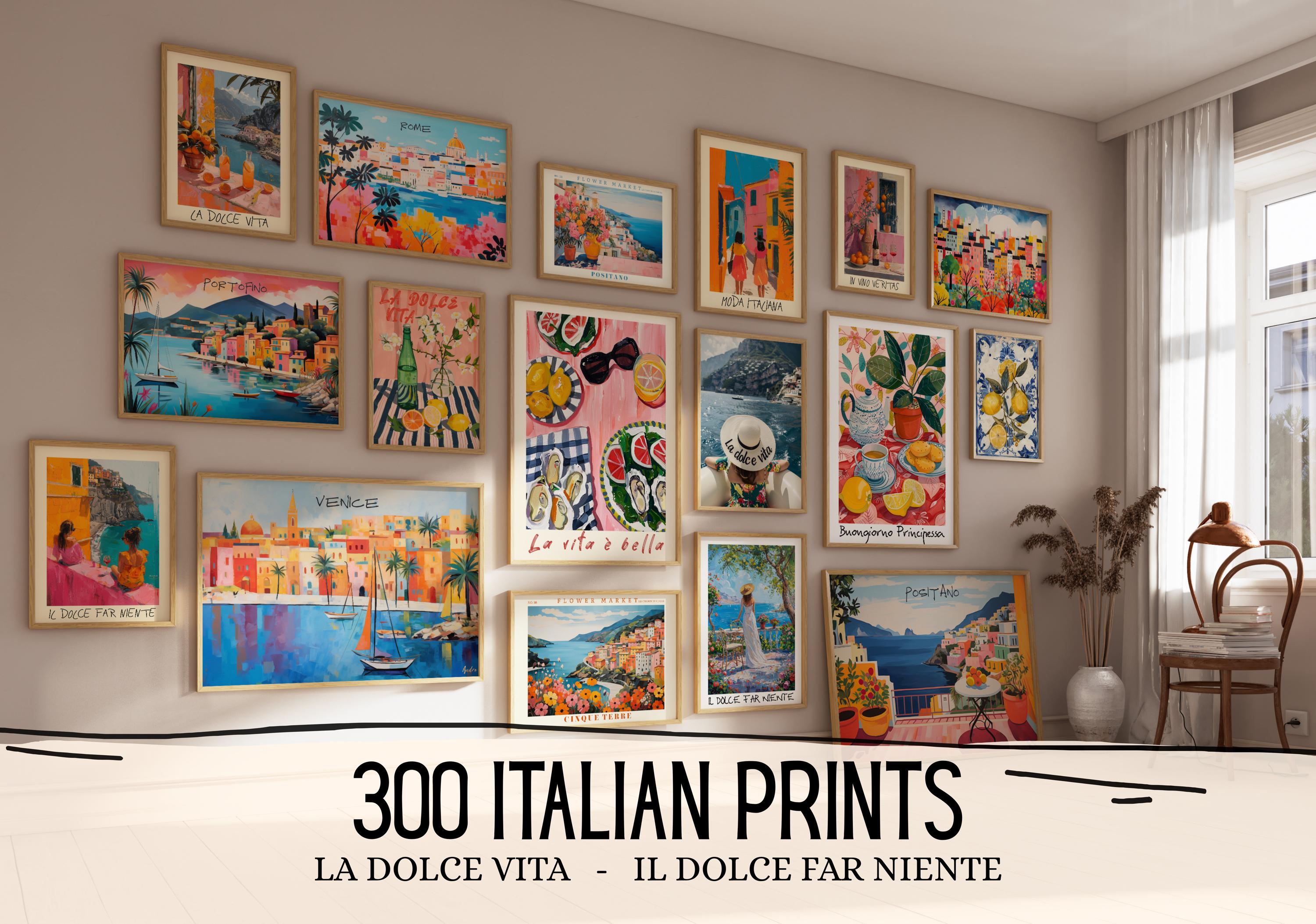 Set of 300 Italian Travel Posters Wall Art Italy Paintings Travel