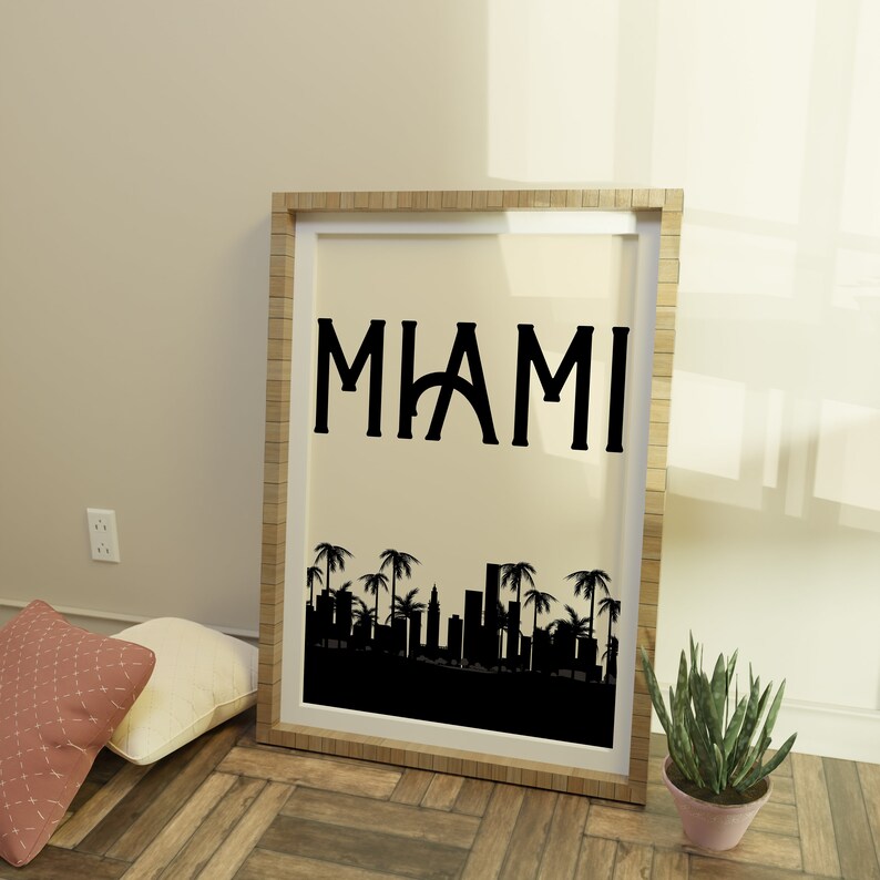 Minimalist Miami Wall Art, US Travel Posters, Aesthetic City Prints