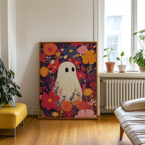 Ghost Posters Halloween Print Nursery Wall Art Funny Halloween Poster Cute Ghost Design Halloween Printable Poster Girly Wall Print Download image 4