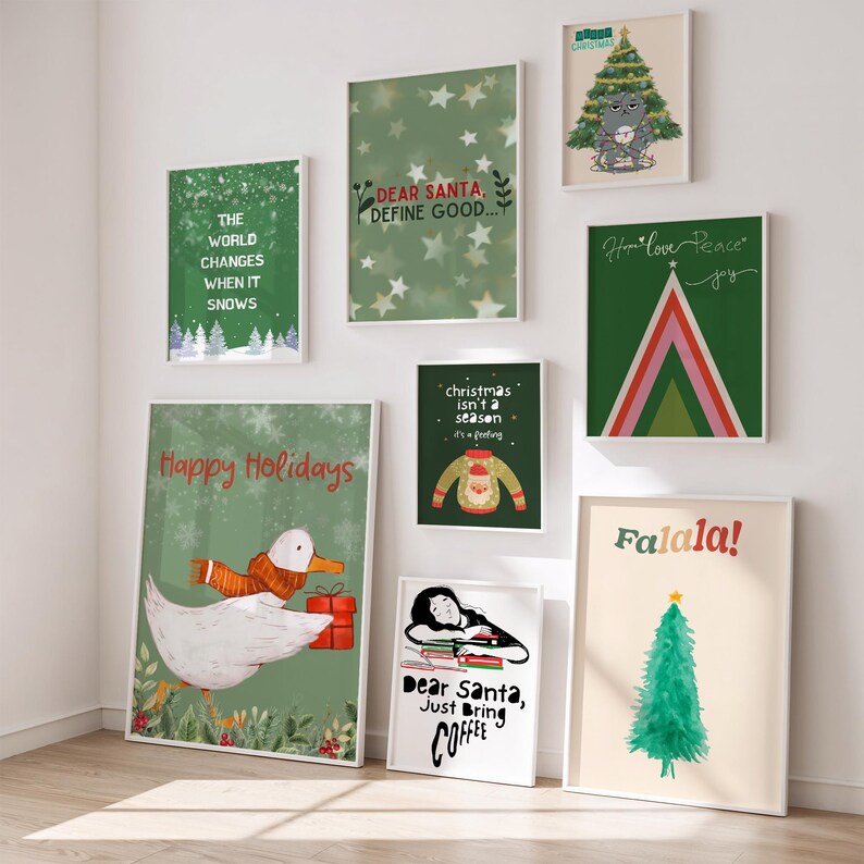 300 Christmas Wall Art Prints | Winter Holiday Decor Set | Festive Christmas Posters & Paintings | Cozy Winter Printable Wall Art image 3