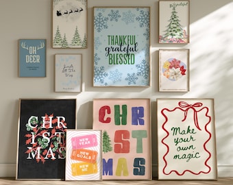 Set Of 100 Christmas Printable Wall Art Winter Posters Holiday Wall Decor Xmas Prints Festive Wall Art Office Christmas Decor Digital Art