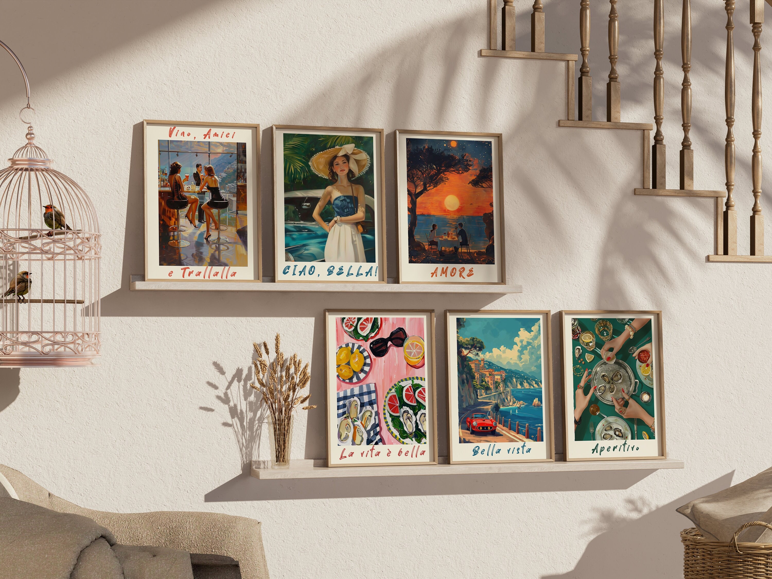 40 Travel Set Print Italian Travel Posters Wall Art La Dolce Vita
