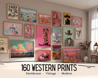 160 Western Wall Prints Cowgirl Poster Print Girly Posters Cowboy Print Desert Wall Art Western Gallery Set Vintage Cowboy Posters Printable