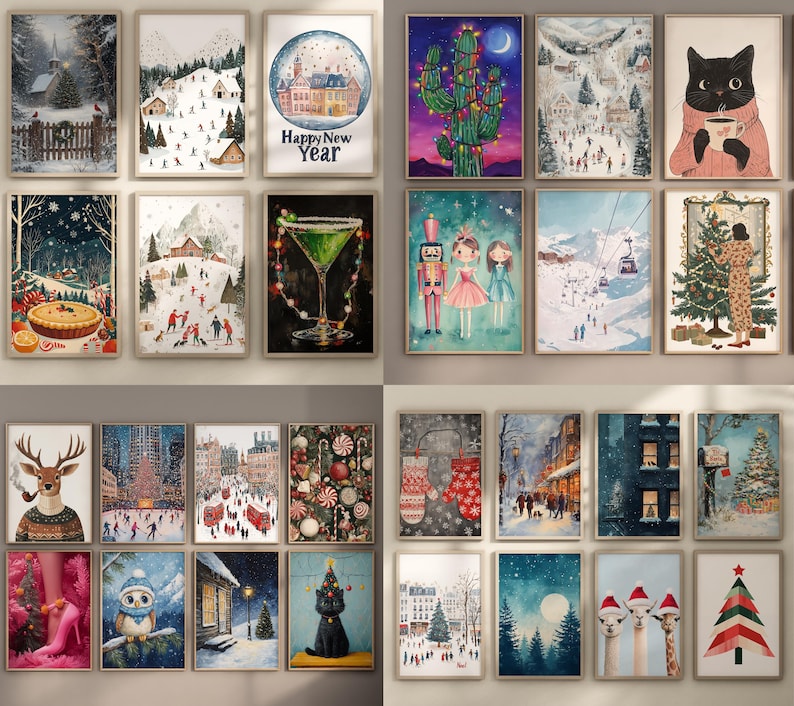 300 Christmas Wall Art Prints | Winter Holiday Decor Set | Festive Christmas Posters & Paintings | Cozy Winter Printable Wall Art image 7