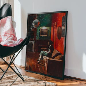 Moody Wall Art Luxury Painting Disco Ball Print Retro Wall Decor Vintage Gallery Wall Art 70s Poster Print Aesthetic Printable Wall Art image 7