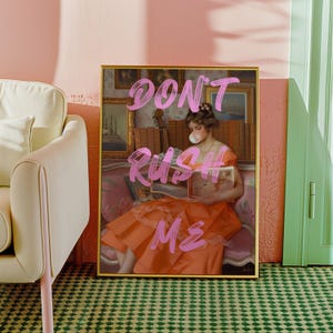 Vintage Altered Art Don't Rush Me Print Bubble Gum Poster Girly Wall Art Trendy Poster Aesthetic Painting Altered Art Printable Download image 4