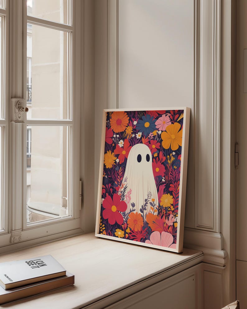 Ghost Posters Halloween Print Nursery Wall Art Funny Halloween Poster Cute Ghost Design Halloween Printable Poster Girly Wall Print Download image 3