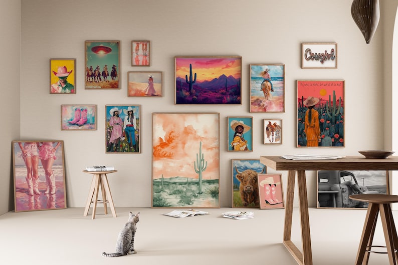 270 Western Wall Prints Cowgirl Poster Western Posters Desert Print Wild West Wall Art Pink Western Art Cowboy Prints Girly Poster Printable image 3