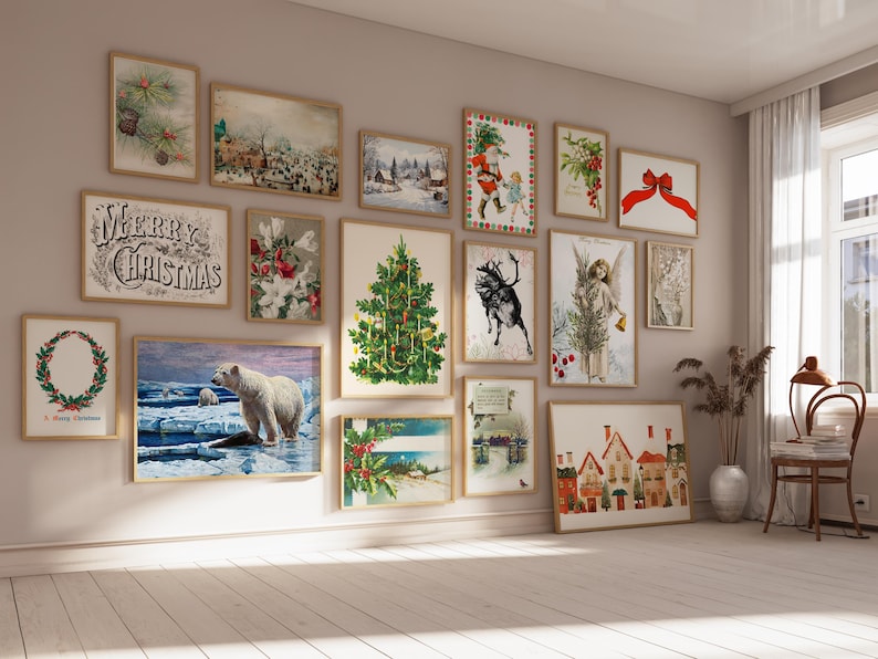 300 Christmas Wall Art Prints | Winter Holiday Decor Set | Festive Christmas Posters & Paintings | Cozy Winter Printable Wall Art image 14