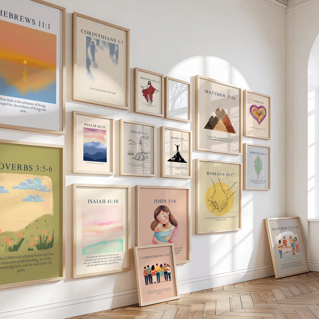 100 Bible Verse Wall Art Set | Christian Printable Posters ...