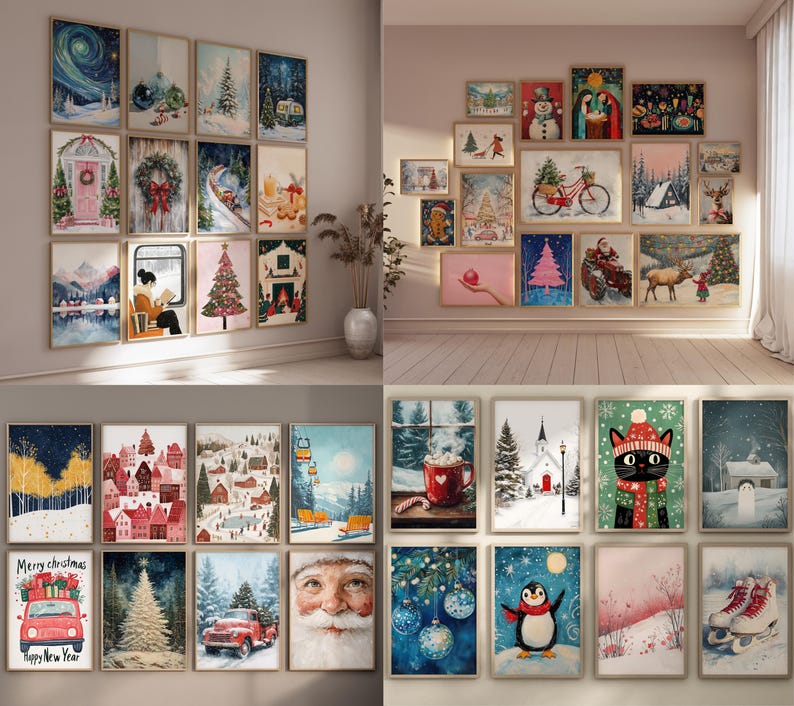 300 Christmas Wall Art Prints | Winter Holiday Decor Set | Festive Christmas Posters & Paintings | Cozy Winter Printable Wall Art image 5