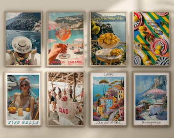 Italian Wall Art Set Of 40 Italy Posters La Dolce Vita Print Art Travel Posters Italy Painting Italian Prints Amalfi Coast Print Aesthetic