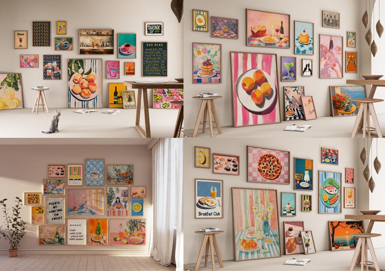500+ Kitchen Wall Prints Set Of Kitchen Posters For Wall Decor Dining Room Art Print Food Wall Art Bar Cart Posters Original Printable Art image 2