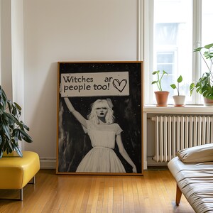 Witch Wall Art Halloween Poster Girly Print Dark Academia Wall Decor Printable Halloween Painting Black And White Art Funny Girly Poster image 4