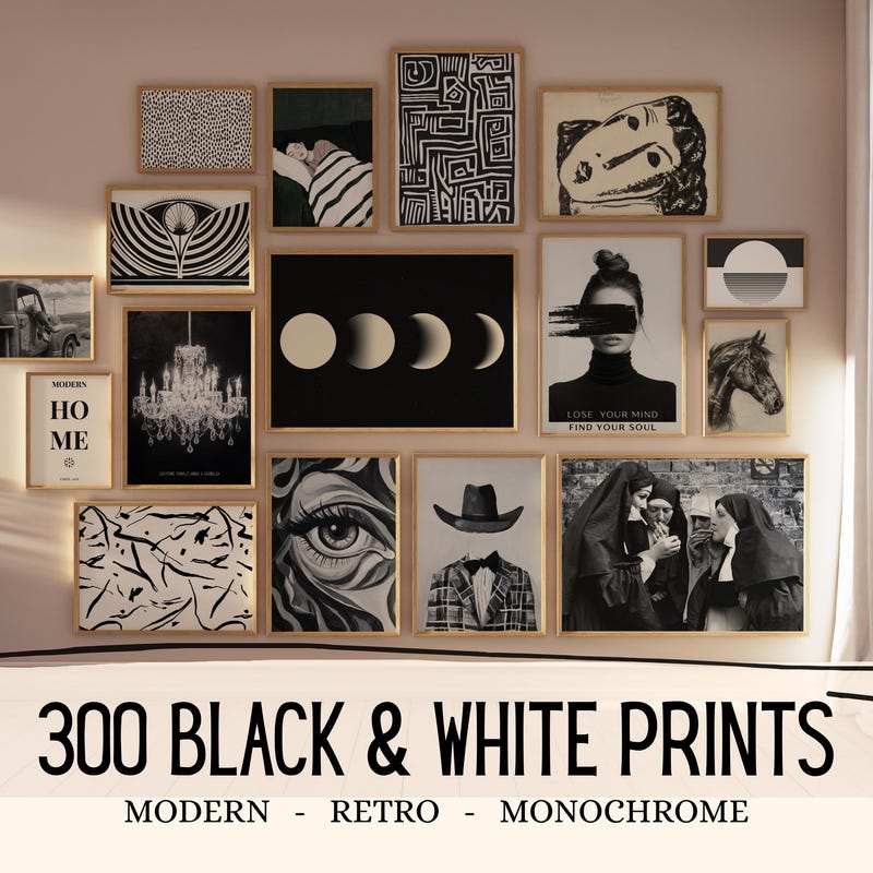 Black and White Minimalist Wall Art - Etsy