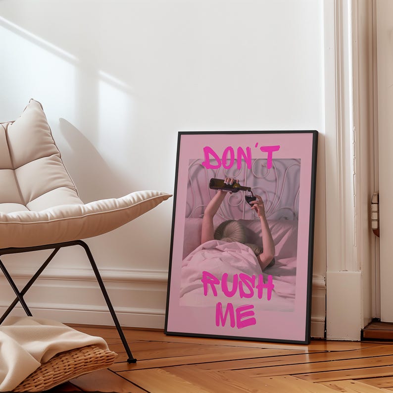 Póster "No me apresures" / Arte mural rosa femenino (descarga digital) imagen 7