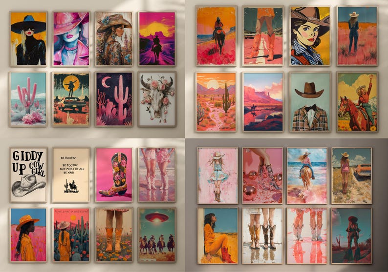 Set Of 160 Western Posters Cowgirl Prints Cowboy Wall Art Western Gallery Wild West Print Western Paintings Girly Posters Cowgirl Wall Art image 4