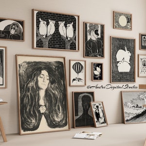 500 druckbare Schwarzweiß-Poster, Wandkunst-Schwarzweißdrucke, Schwarzweißdrucke, ästhetische Kunstdrucke Set, Galeriewand Set 2