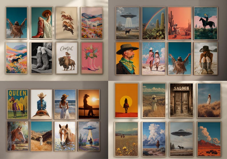 Set Of 160 Western Posters Cowgirl Prints Cowboy Wall Art Western Gallery Wild West Print Western Paintings Girly Posters Cowgirl Wall Art image 9