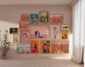 270 Western Prints Cowgirl Poster Western Posters Desert Print Wild West Wall Art Pink Western Art Cowboy Prints Girly Poster Printable Art