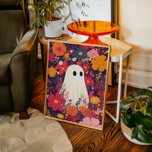 Ghost Posters Halloween Print Nursery Wall Art Funny Halloween Poster Cute Ghost Design Halloween Printable Poster Girly Wall Print Download image 7