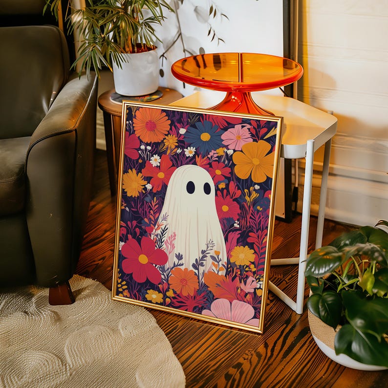 Ghost Posters Halloween Print Nursery Wall Art Funny Halloween Poster Cute Ghost Design Halloween Printable Poster Girly Wall Print Download image 7