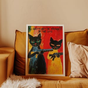 Funny Cat Print Wall Art Cat Owner Gift For Cat Lovers Welcome Poster Cat Painting Original Pet Wall Art Animal Printable Painting Digital image 4