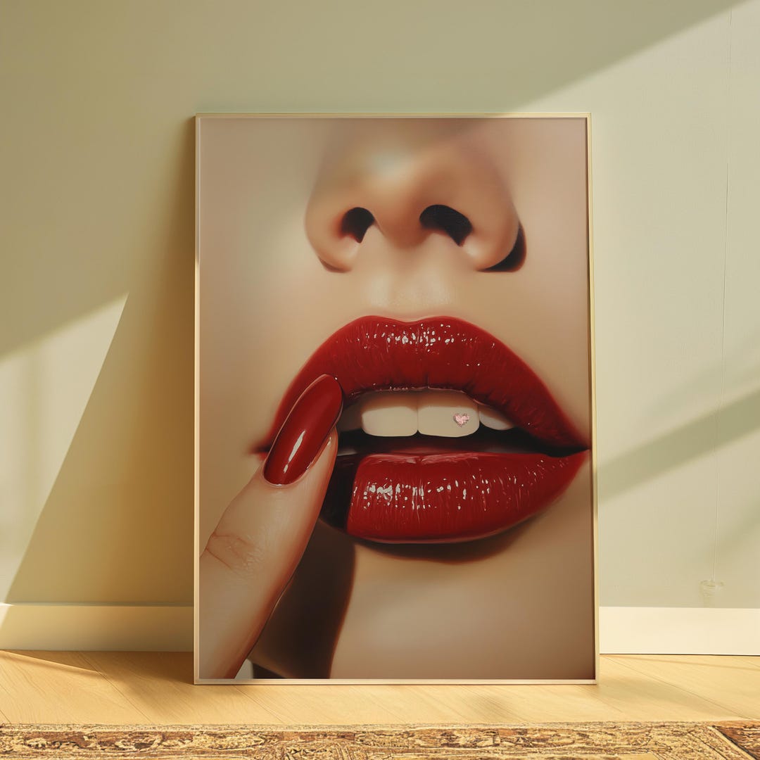 Luxury Wall Decor Red Lips Print for Girls Room Aesthetic Woman Wall ...