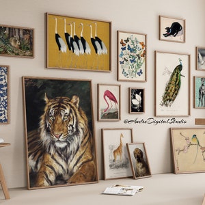 Vintage Animals Prints Wall Art, Aesthetic Animal Print, Gallery Wall Decor, Printable Vintage Wall Art, Digital Download