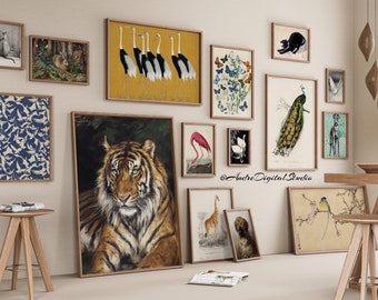 Vintage Animals Prints Wall Art, Aesthetic Animal Print, Gallery Wall Decor, Printable Vintage Wall Art, Digital Download
