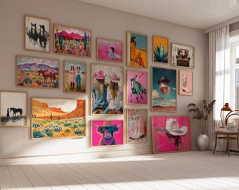 Set Of 270 Western Wall Prints Cowboy Posters For Wall Decor Western Prints Aesthetic Cowgirl Posters Printable Western Paintings Vintage