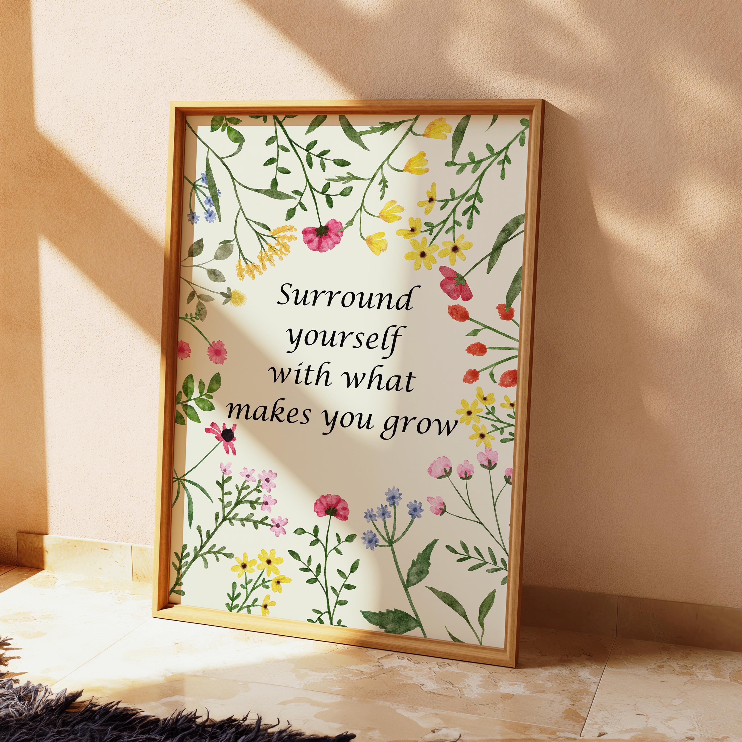 Floral Motivational Quote Wall Art | | Watercolor Botanical Printable ...