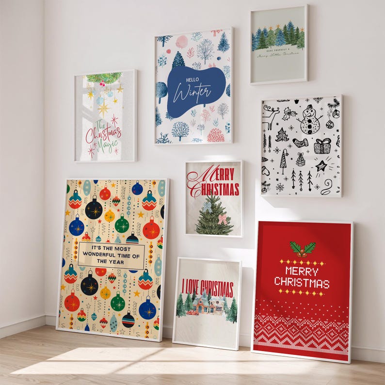 300 Christmas Wall Art Prints | Winter Holiday Decor Set | Festive Christmas Posters & Paintings | Cozy Winter Printable Wall Art image 18