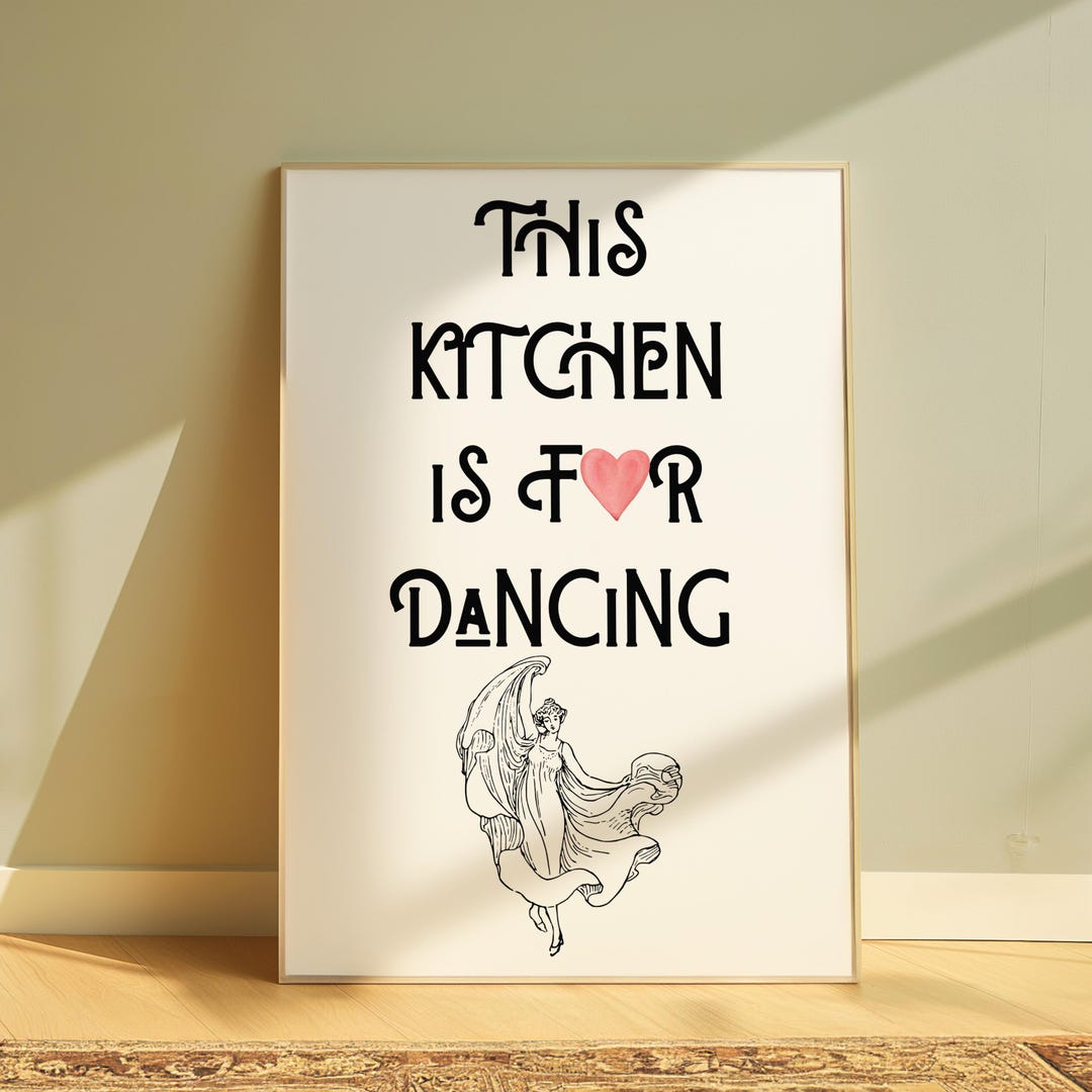 kitchen wall art set of 6 fun foodie prints this... Kitchen Dancing Art Print, Retro Kitchen Decor (digital Download) - Etsy