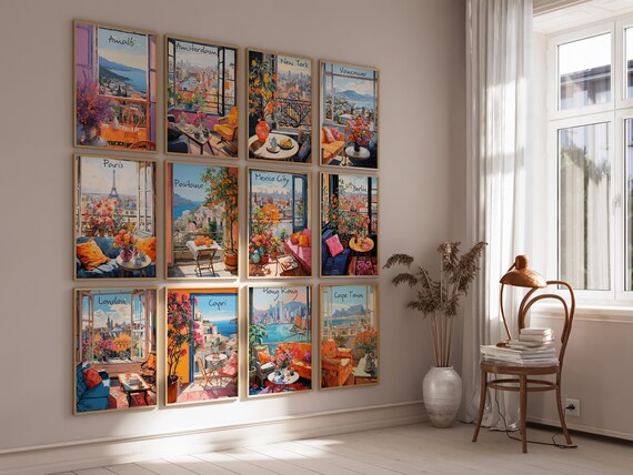 110 Travel Posters Wall Art Balcony View Art Prints For Living Room Printable Travel Wall Art For Office Gallery Wall Decor City Prints