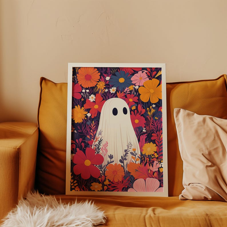 Ghost Posters Halloween Print Nursery Wall Art Funny Halloween Poster Cute Ghost Design Halloween Printable Poster Girly Wall Print Download image 5