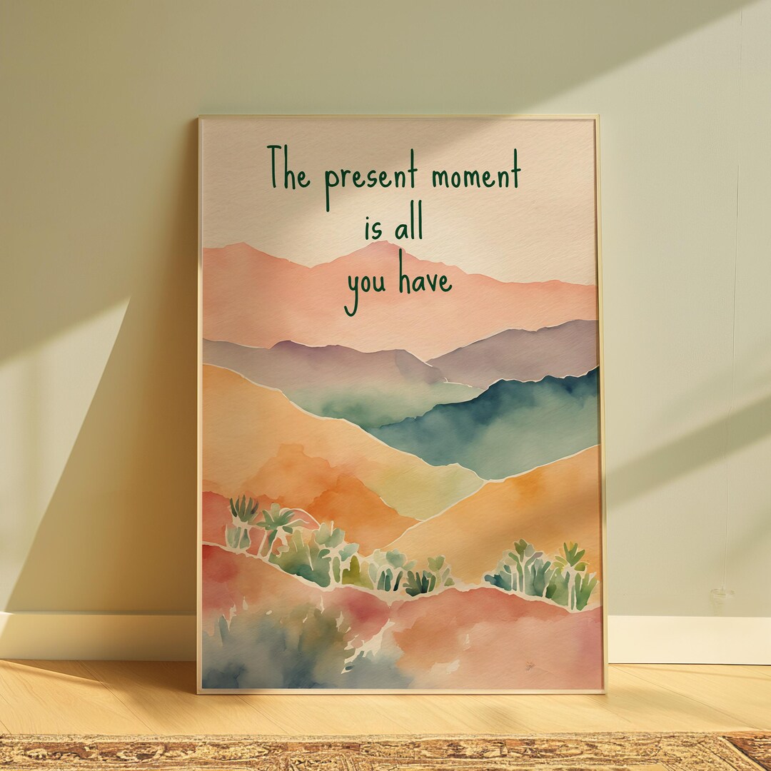 Mindfulness Quote Print | Watercolor Landscape Poster | Inspirational ...