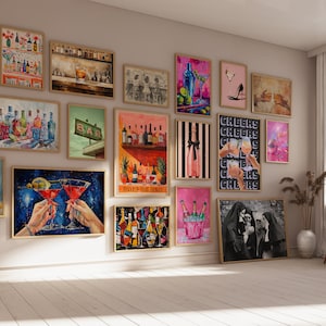 Set van 100 barafdrukken muurkunst barwagen print cocktailposters vintage drankposter bar afdrukbare kunst alcohol print drankjes muurdecoratie
