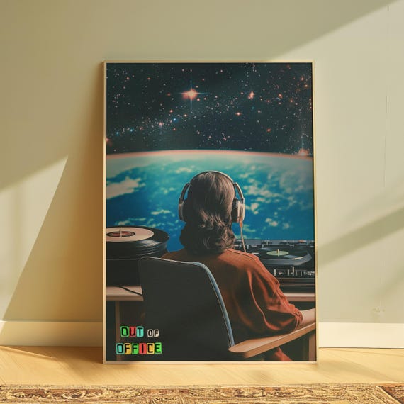 Out Of Office Poster Wall Art Surreal Art Print For Office Poster Moody Art Print Music Poster For Apartment Wall Art Printable Digital Art