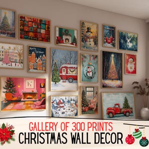 300 Christmas Wall Art Prints | Winter Holiday Decor Set | Festive Christmas Posters & Paintings | Cozy Winter Printable Wall Art image 1
