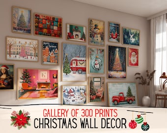 300 Christmas Wall Art Prints | Winter Holiday Decor Set | Festive Christmas Posters & Paintings | Cozy Winter Printable Wall Art