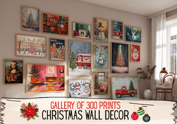 300 Christmas Wall Art Prints | Winter Holiday Decor Set | Festive Christmas Posters & Paintings | Cozy Winter Printable Wall Art