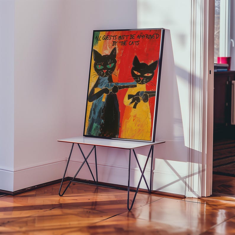 Funny Cat Print Wall Art Cat Owner Gift For Cat Lovers Welcome Poster Cat Painting Original Pet Wall Art Animal Printable Painting Digital image 6