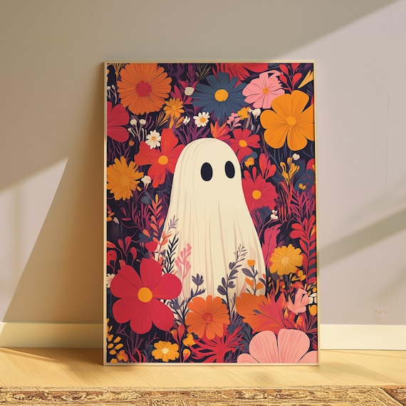 Ghost Posters Halloween Print Nursery Wall Art Funny Halloween Poster Cute Ghost Design Halloween Printable Poster Girly Wall Print Download