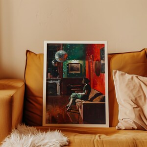 Moody Wall Art Luxury Painting Disco Ball Print Retro Wall Decor Vintage Gallery Wall Art 70s Poster Print Aesthetic Printable Wall Art image 5